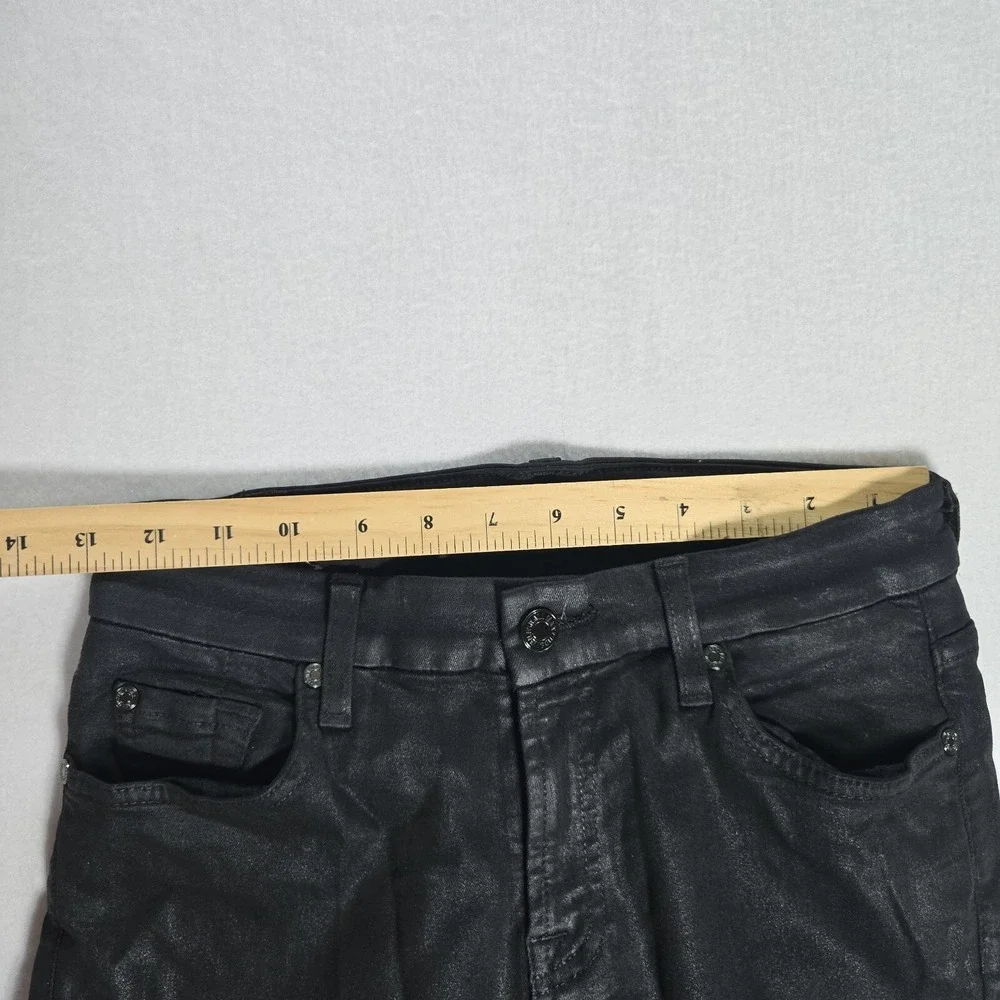 7 For‎ All Mankind Faux Pants Black Size 27 Womens Skinny Ankle Stretch Mid Rise